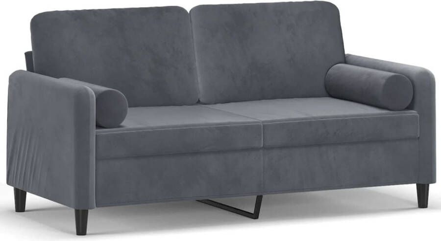 The Living Store Donkergrijs 2-zitsbank fluweel 158x77x80cm Comfortabele zitervaring Tweezitsbank Donkere Kleuren Fluweel Sofa Lounge Meubilair Gezellig Wonen - Foto 2