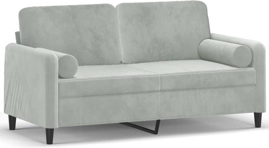 VidaXL Tweezitsbank Fluweel Lichtgrijs Inclusief Kussens Tweezitsbank Fluweel Sofa Grijze Bank Lounge Meubilair Comfortabele Bank
