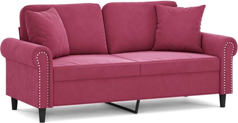 The Living Store Fluweel 2-zitsbank Wijnrood 172 x 77 x 80 cm Comfortabele zitting Tweezitsbank Fluweel Sofa Rode Bank Lounge Meubilair Woonkamer Decoratie - Foto 2