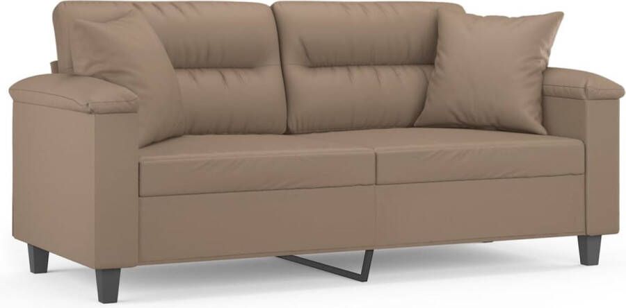 The Living Store 2-zitsbank Kunstleer Cappuccino 140 x 50 x 41 cm Stijlvolle Sierkussens Tweezitsbank Bruine Bank Kapstok Lederlook Bank Lounge Bank - Foto 2