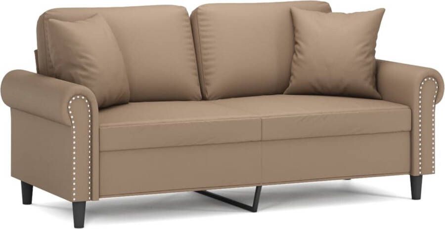 VidaXL Tweezitsbank Kunstleer Cappuccino Inclusief Kussens Tweezitsbank Bruine Bank Lederlook Bank Lounge Bank Bankstellen