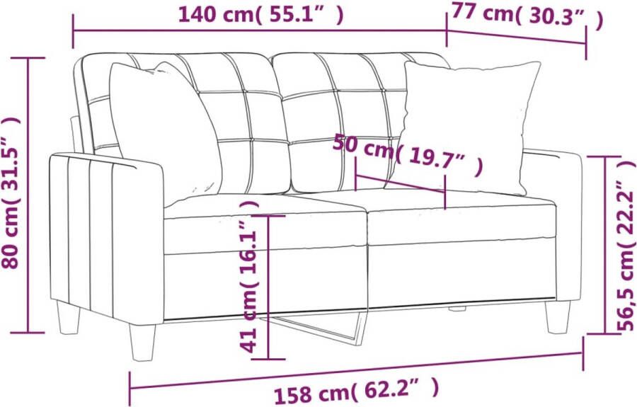 VidaXL -Tweezitsbank-met-sierkussens-140-cm-kunstleer-grijs - Foto 3