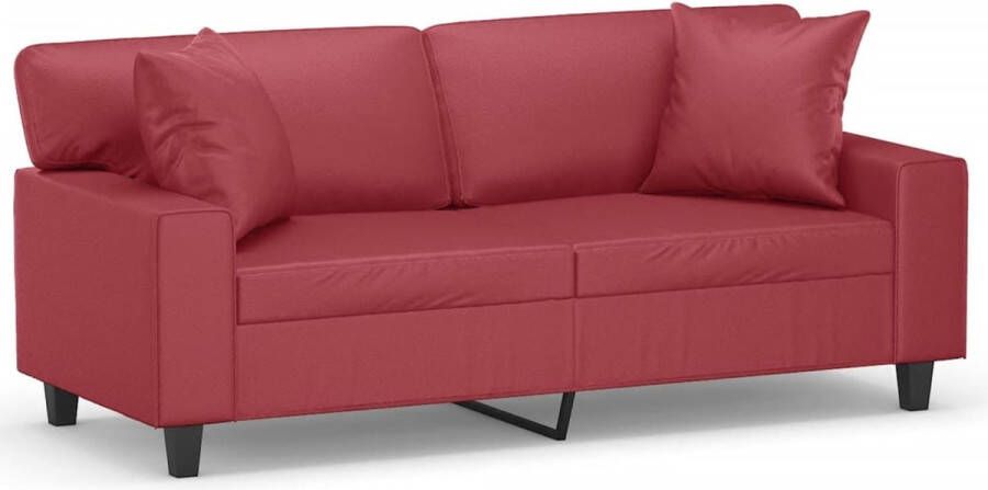 The Living Store 2-zitsbank Kunstleer Wijnrood 158 x 77 x 80 cm Stevig frame Tweezitsbank Kunstleder Sofa Rode Bank Lounge Bank Gezellige Bank - Foto 3