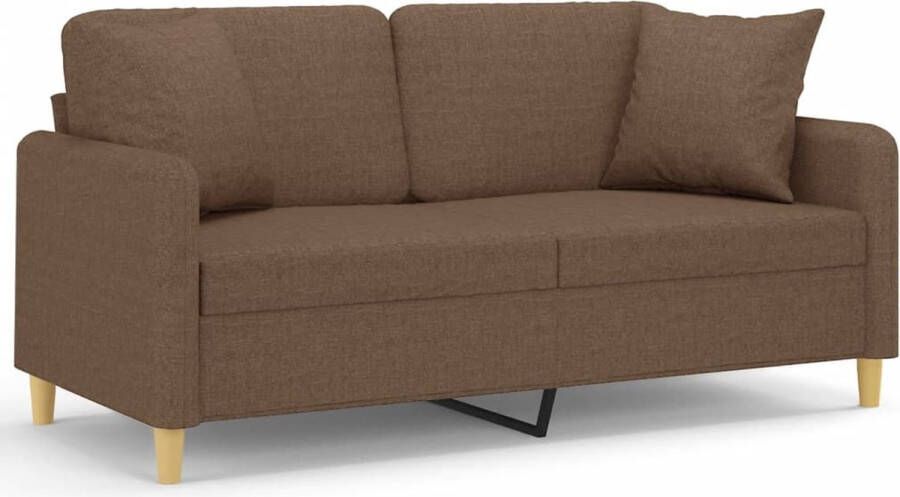 The Living Store Tweezitsbank met sierkussens 140 cm stof bruin Tweezitsbank Bankstel Lounge Stoffen Bank Bruine Bank Modern Interieur