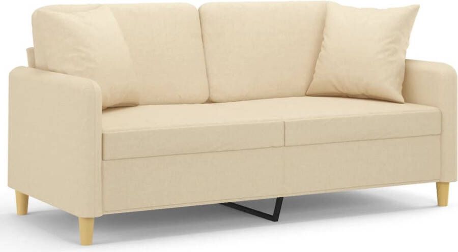 The Living Store Tweezitsbank met sierkussens 140 cm stof crèmekleurig Tweezitsbank Banksofa Crème Kleur Stoffen Sofa Modern Design - Foto 2