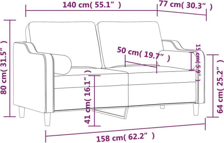 VidaXL -Tweezitsbank-met-sierkussens-140-cm-stof-donkergrijs - Foto 3