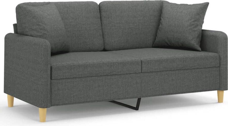 VidaXL Tweezitsbank Stof Donkergrijs Inclusief Sierkussens Tweezitsbank Banksofa Lounge Sofa Grijs Meubilair Stoffen Bank
