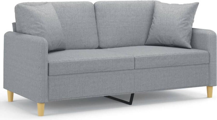 The Living Store Tweezitsbank met sierkussens 140 cm stof lichtgrijs Tweezitsbank Sofa Grijs Bankso Fauteuils Lounge Meubels Stoffen Sofa - Foto 2