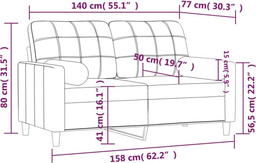 Vida XL vidaXL Tweezitsbank met sierkussens 140 cm stof zwart-VXL-3200786 - Foto 5