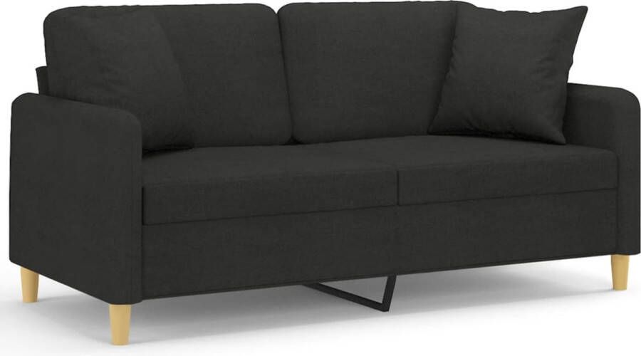 The Living Store Moderne 2-zitsbank 158 x 77 x 80 cm Comfortabele Dikke Vulling Tweezitsbank Zwarte Bank Stoffen Bank Moderne Bank Comfortabele Bank - Foto 2