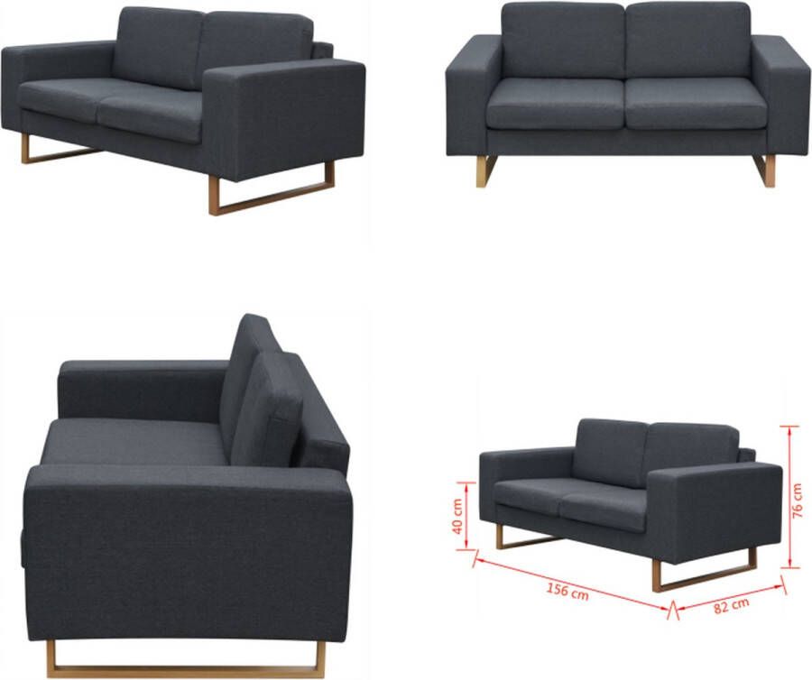 VidaXL Tweezitsbank stof donkergrijs Bank Banken Bankje Bankjes