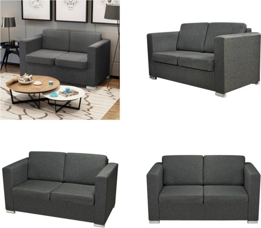 VidaXL Tweezitsbank stof donkergrijs Bank Banken Tweezitsbank Tweezitsbanken - Foto 2