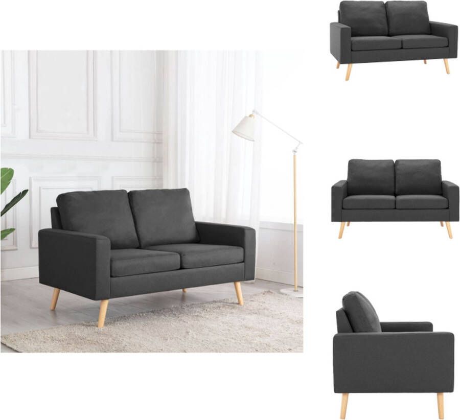 VidaXL Tweezitsbank Zitmeubel Donkergrijs 130 x 76 x 82.5 cm Zacht stoffig Comfort Houten frame Bank