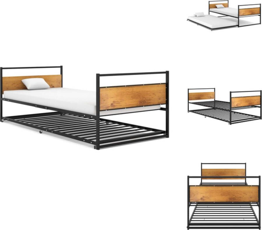 vidaXL Uitschuifbaar Bedframe Metaalkleur Zwart 208x94x72 cm 6 Wielen Bed