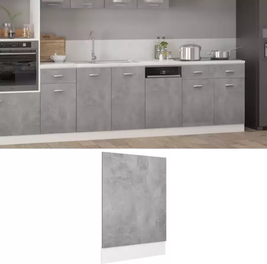 VIDAXL Vaatwasserpaneel 45x3x67 cm bewerkt hout betongrijs - Foto 1