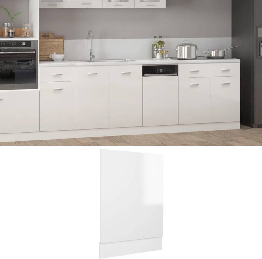 VIDAXL Vaatwasserpaneel 45x3x67 cm spaanplaat hoogglans wit