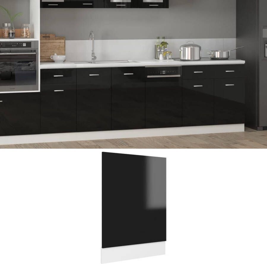 VidaXL -Vaatwasserpaneel-45x3x67-cm-spaanplaat-hoogglans-zwart