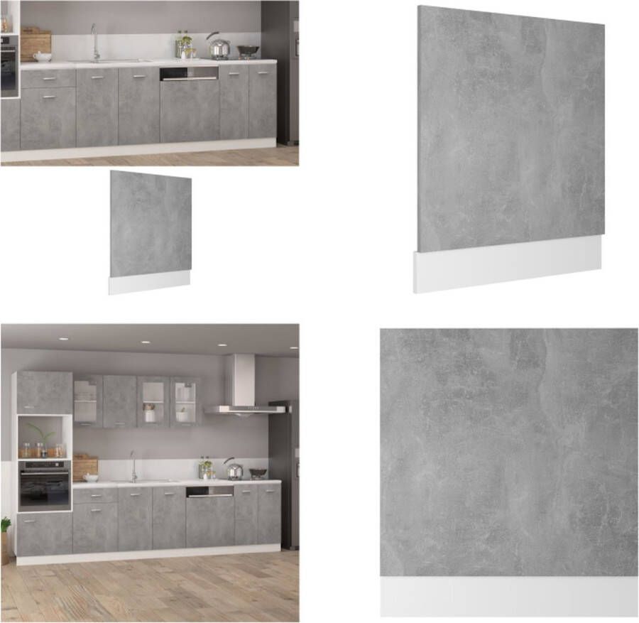VidaXL Vaatwasserpaneel 59-5x3x67 cm spaanplaat betongrijs Voorpaneel Vaatwasser Voorpanelen Vaatwasser Voorpaneel Vaatwasser Voorpanelen