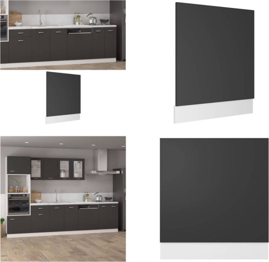 VidaXL Vaatwasserpaneel 59-5x3x67 cm spaanplaat grijs Voorpaneel Vaatwasser Voorpanelen Vaatwasser Voorpaneel Vaatwasser Voorpanelen