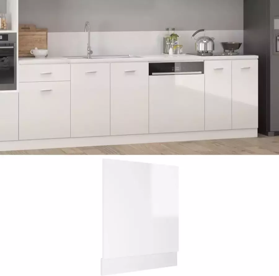 VidaXL -Vaatwasserpaneel-59 5x3x67-cm-spaanplaat-hoogglans-wit - Foto 2