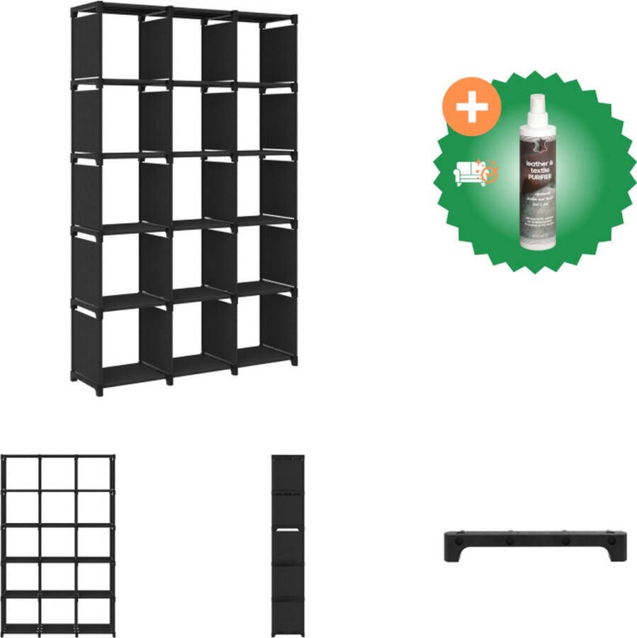 VidaXL Vakkenkast 103 x 30 x 175.5 cm Zwart stof en staal 15 open vakken Kast Inclusief Reiniger