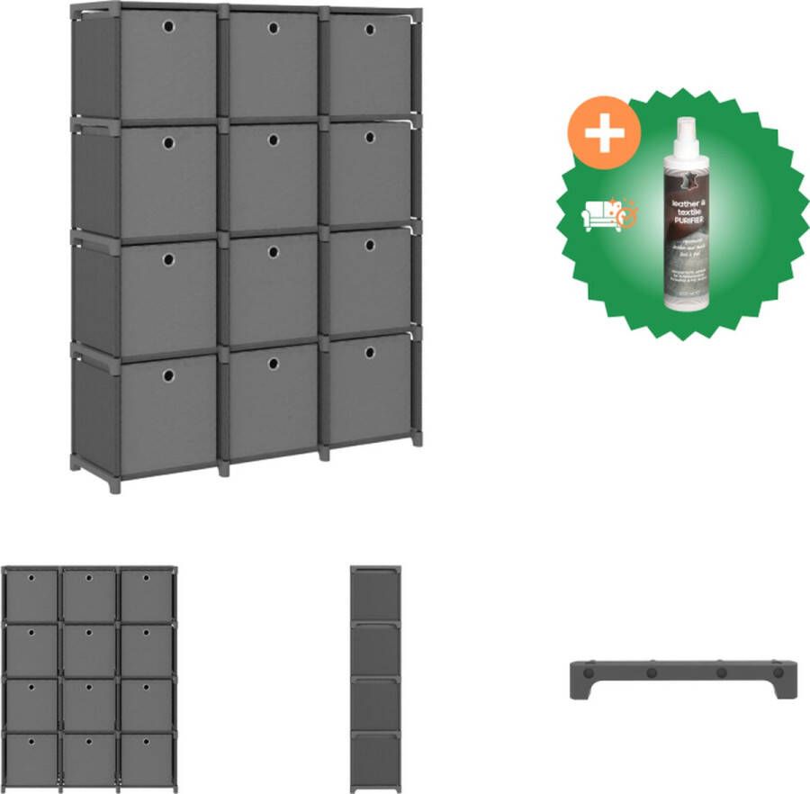 VidaXL Kast met 12 vakken met boxen 103x30x141 cm stof grijs Kast Inclusief Reiniger