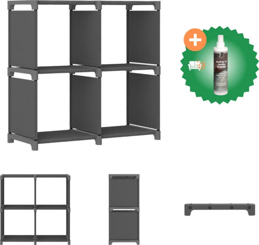 VidaXL Vakkenkast Grijs 69 x 30 x 72.5 cm 4 Open vakken Kast Inclusief Reiniger