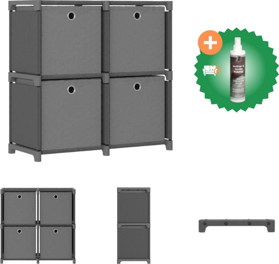 VidaXL Kast met 4 vakken met boxen 69x30x72-5 cm stof grijs Kast Inclusief Reiniger