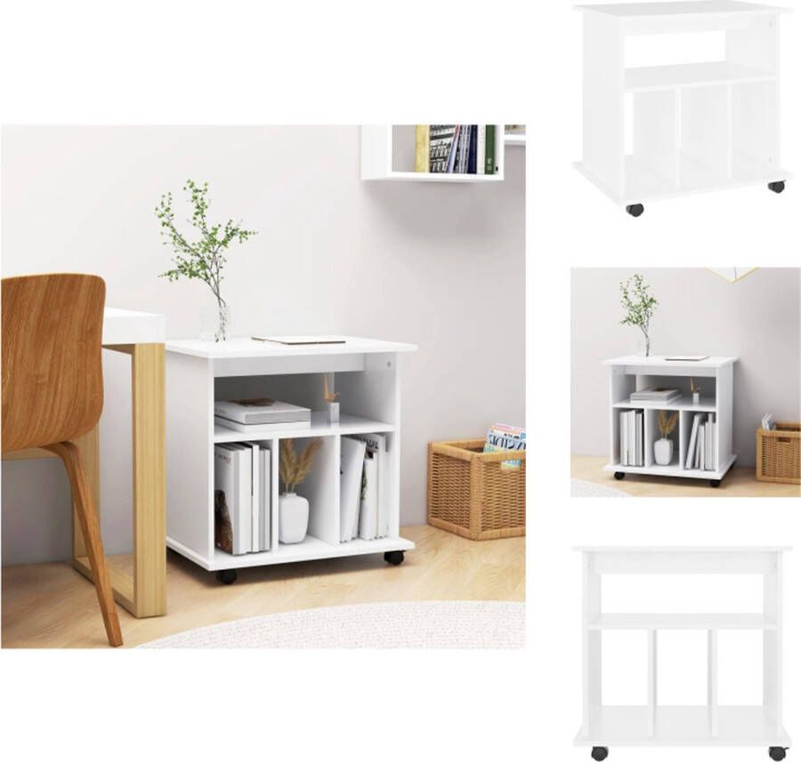 The Living Store verrijdbare kast 60 x 45 x 60 cm wit spaanplaat mobiel en multifunctioneel Rolkast Opbergkast Kasten Meubilair Houten Kast - Foto 2