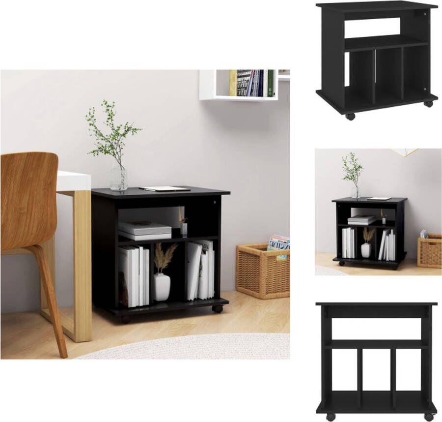 VidaXL Opbergkast Opbergkasten Rolbare Kantoorkast Rolbare Kantoorkasten Kast verrijdbaar 60x45x60 cm spaanplaat zwart - Foto 2