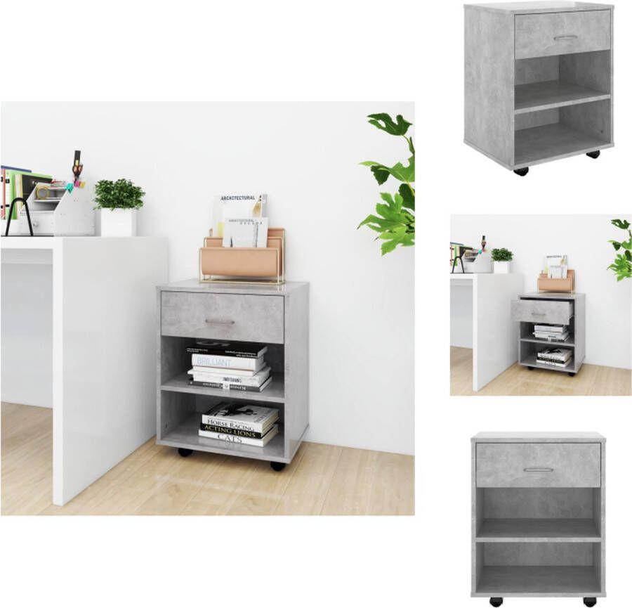 VidaXL Opbergkast Opbergkasten Rolbare Kantoorkast Rolbare Kantoorkasten Kast verrijdbaar 46x36x59 cm spaanplaat betongrijs