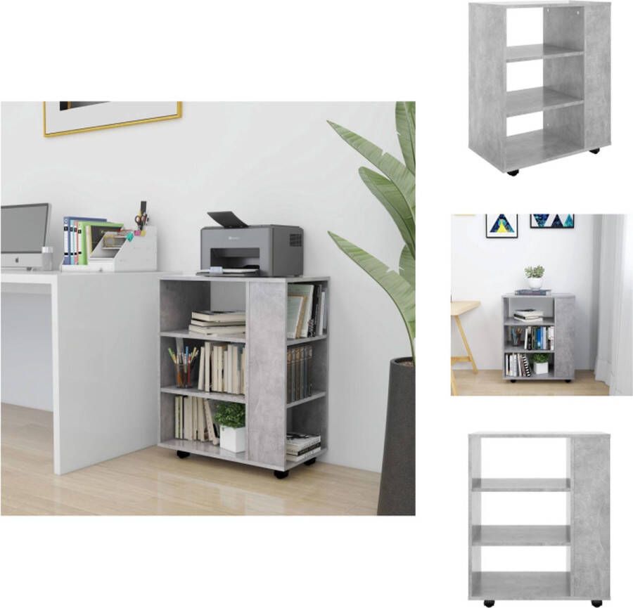 VidaXL Opbergkast Opbergkasten Rolbare Kantoorkast Rolbare Kantoorkasten Kast verrijdbaar 60x35x75 cm spaanplaat betongrijs