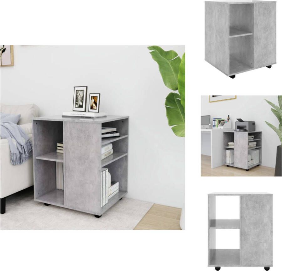 VidaXL Opbergkast Opbergkasten Rolbare Kantoorkast Rolbare Kantoorkasten Kast verrijdbaar 60x53x72 cm spaanplaat betongrijs
