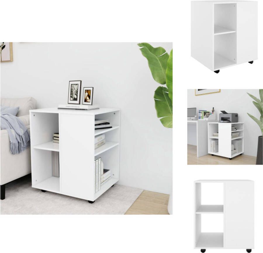 VidaXL Opbergkast Opbergkasten Rolbare Kantoorkast Rolbare Kantoorkasten Kast verrijdbaar 60x53x72 cm spaanplaat wit