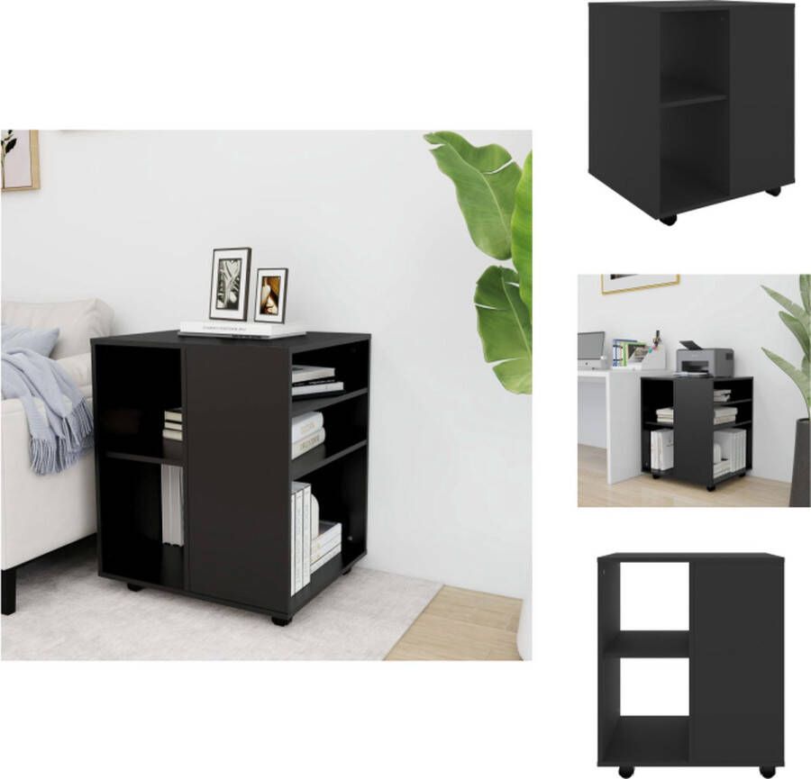 VidaXL Opbergkast Opbergkasten Rolbare Kantoorkast Rolbare Kantoorkasten Kast verrijdbaar 60x53x72 cm spaanplaat zwart - Foto 2