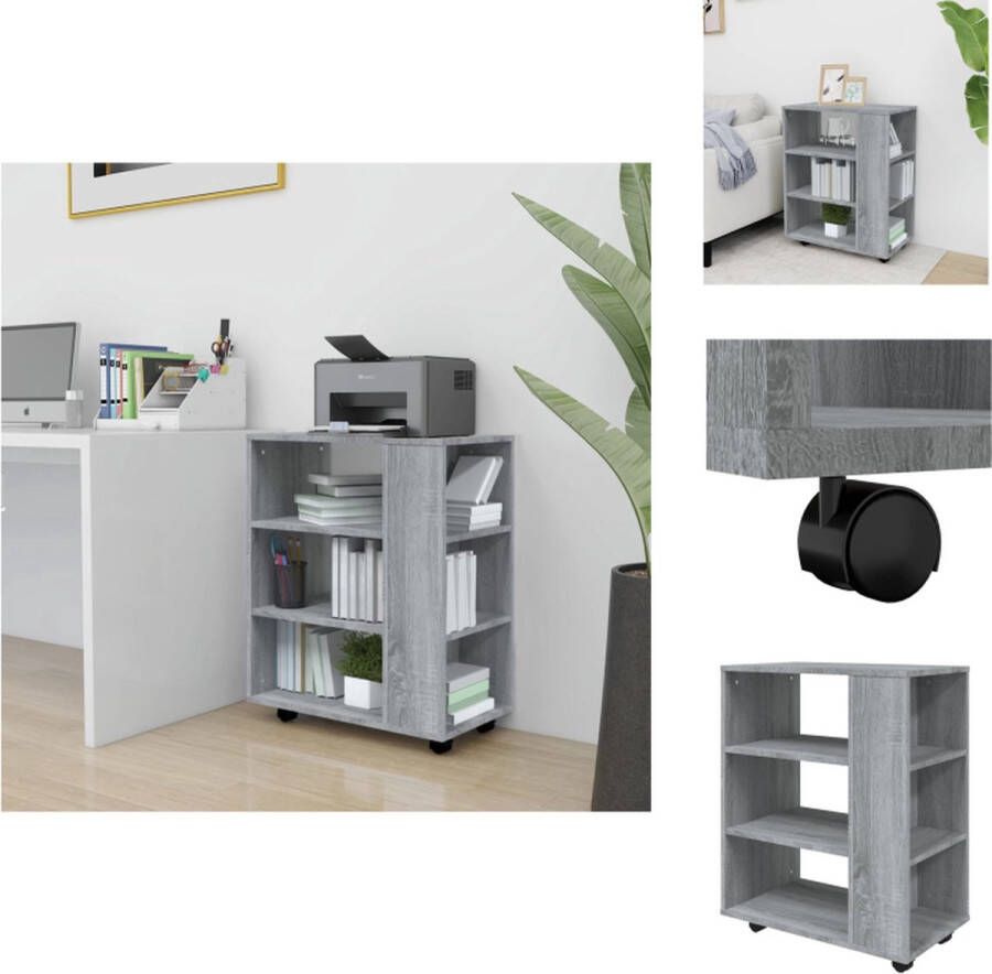 VidaXL Verrijdbare Kast Verrijdbare Kasten Dossierkast Documentenkast Kast verrijdbaar 60x35x75 cm bewerkt hout grijs sonoma eiken