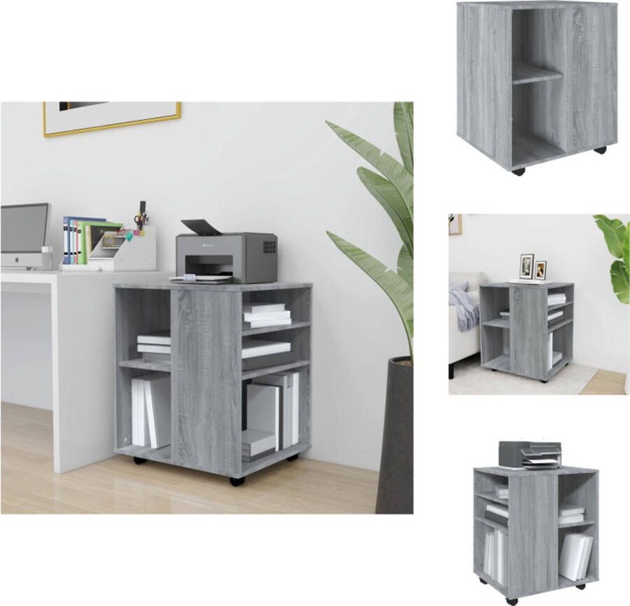 vidaXL Verrijdbare Kast Grijs Sonoma Eiken 60 x 53 x 72 cm Hoogwaardig Materiaal Kast
