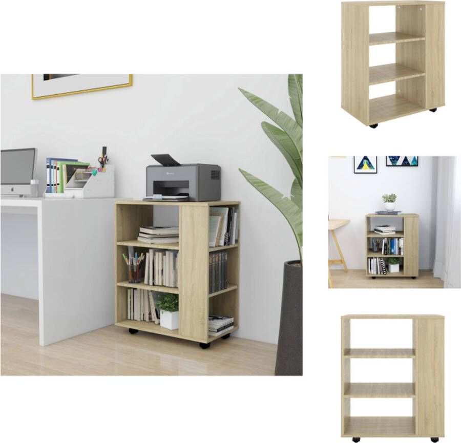 VidaXL Opbergkast Opbergkasten Rolbare Kantoorkast Rolbare Kantoorkasten Kast verrijdbaar 60x35x75 cm spaanplaat sonoma eikenkleurig
