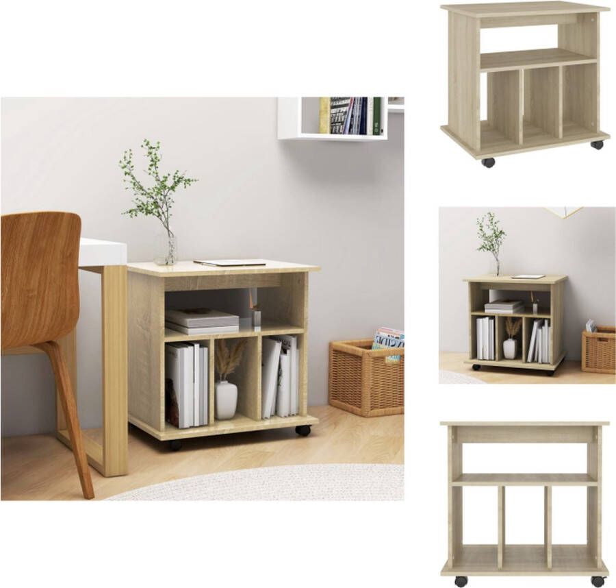 VidaXL Opbergkast Opbergkasten Rolbare Kantoorkast Rolbare Kantoorkasten Kast verrijdbaar 60x45x60 cm spaanplaat sonoma eikenkleurig - Foto 2