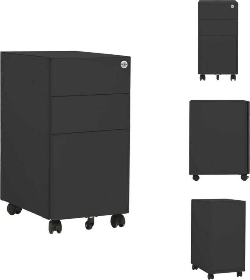 VidaXL Ladeblok Ladeblokken Ladenblok Ladenblokken Ladeblok verrijdbaar 30x45x59 cm staal antracietkleurig - Foto 2