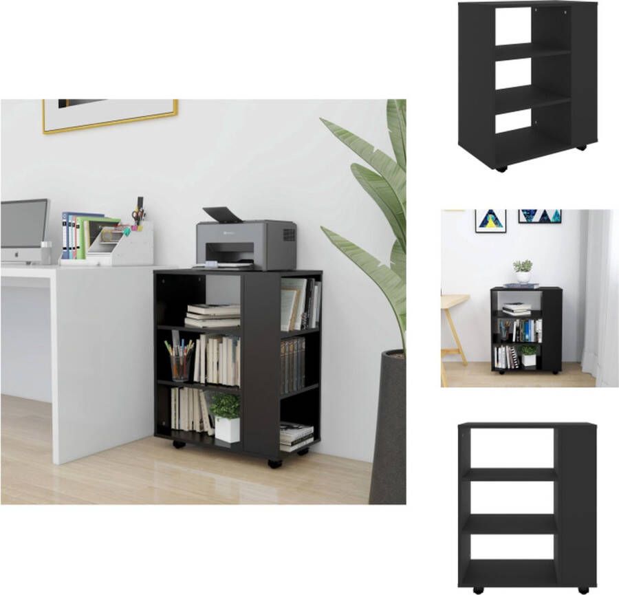 VidaXL Opbergkast Opbergkasten Rolbare Kantoorkast Rolbare Kantoorkasten Kast verrijdbaar 60x35x75 cm spaanplaat zwart