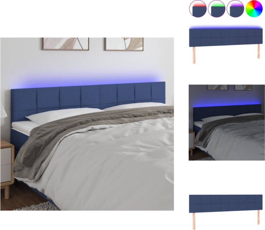 VidaXL Verstelbaar LED Hoofdbord Blauw 200 x 5 x 78 88 cm Duurzaam materiaal Kleurrijke LED-verlichting Bedonderdeel