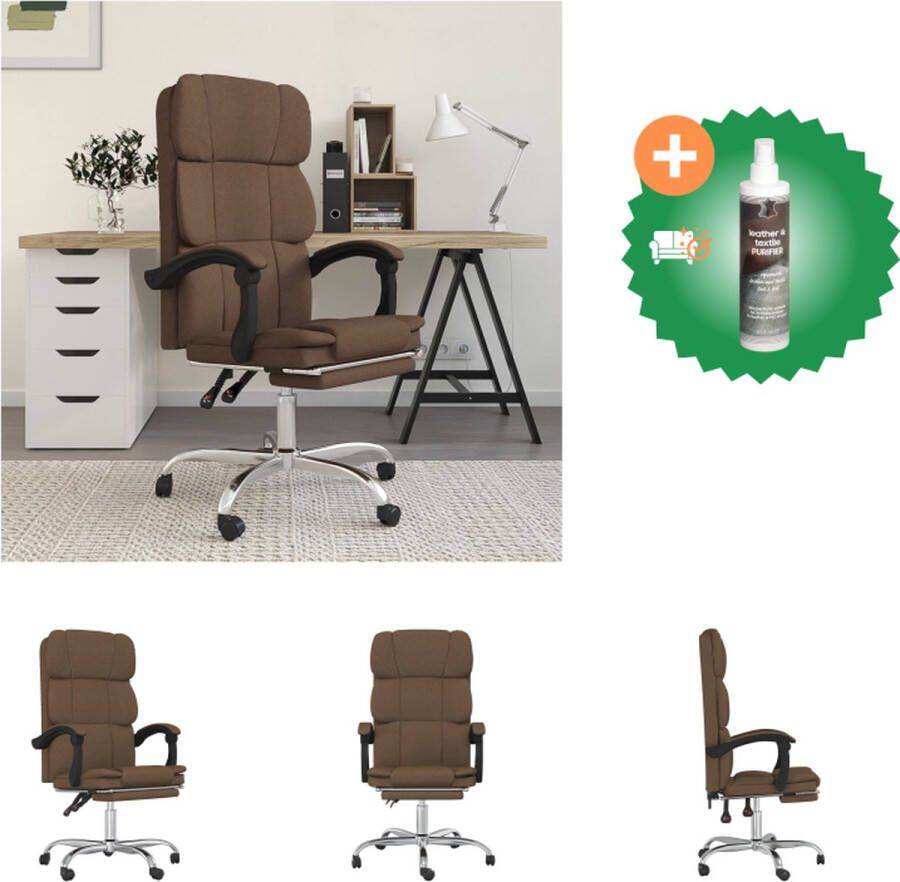 VidaXL Verstelbare bureaustoel Bruin 63 x 56 x (112.5 122) cm Ademend Duurzaam Bureaustoel Inclusief Reiniger