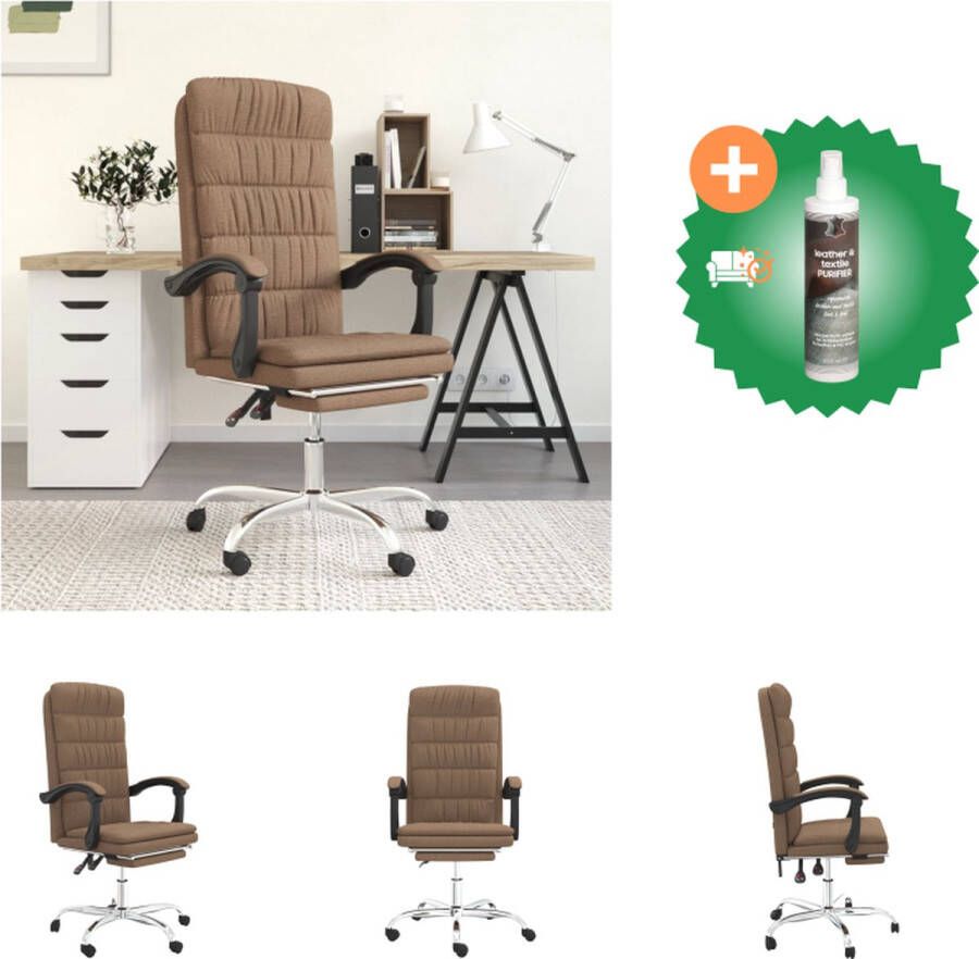 VidaXL Verstelbare Bureaustoel Bruin 63 x 56 x (112.5 122) cm Stof Metalen en multiplex frame Bureaustoel Inclusief Reiniger