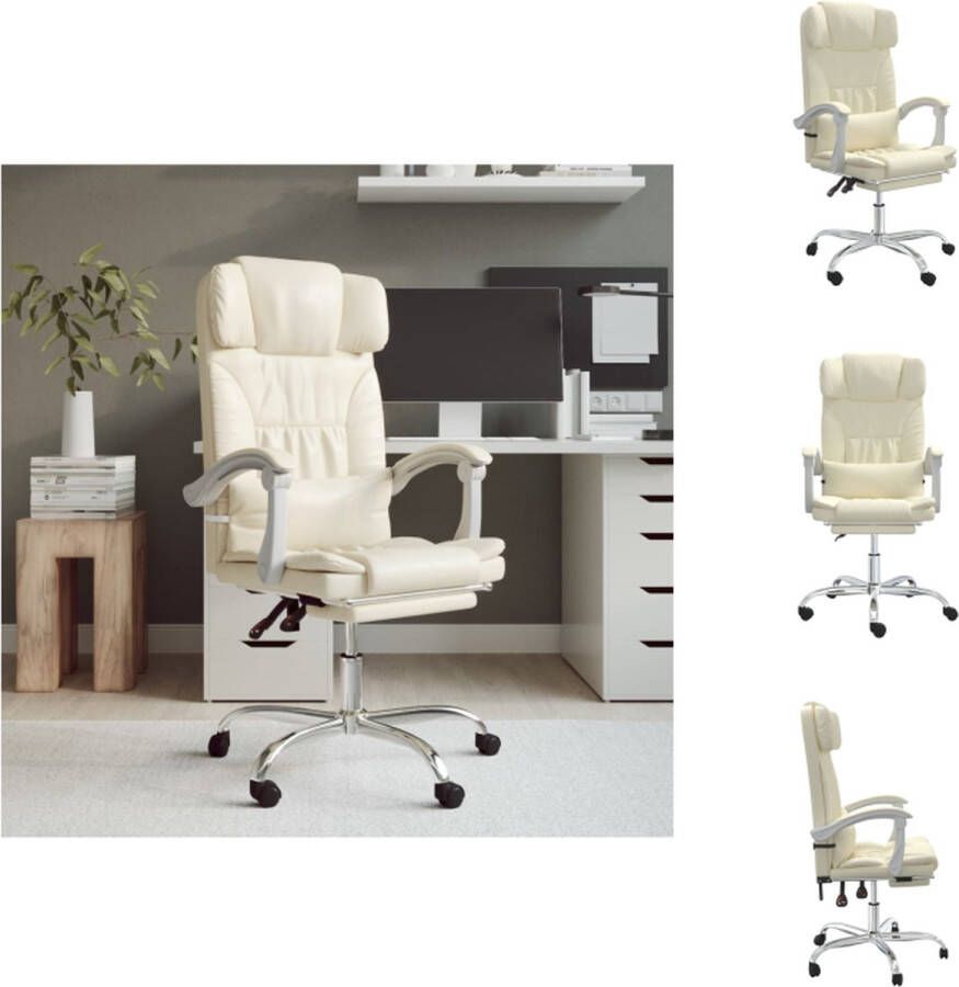 VidaXL Verstelbare Bureaustoel Crème 63x56 cm Duurzaam Kunstleer Bureaustoel