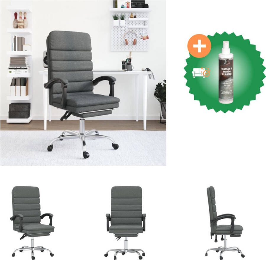 VidaXL Verstelbare bureaustoel Donkergrijs 63x56 cm Massagefunctie Bureaustoel Inclusief Reiniger