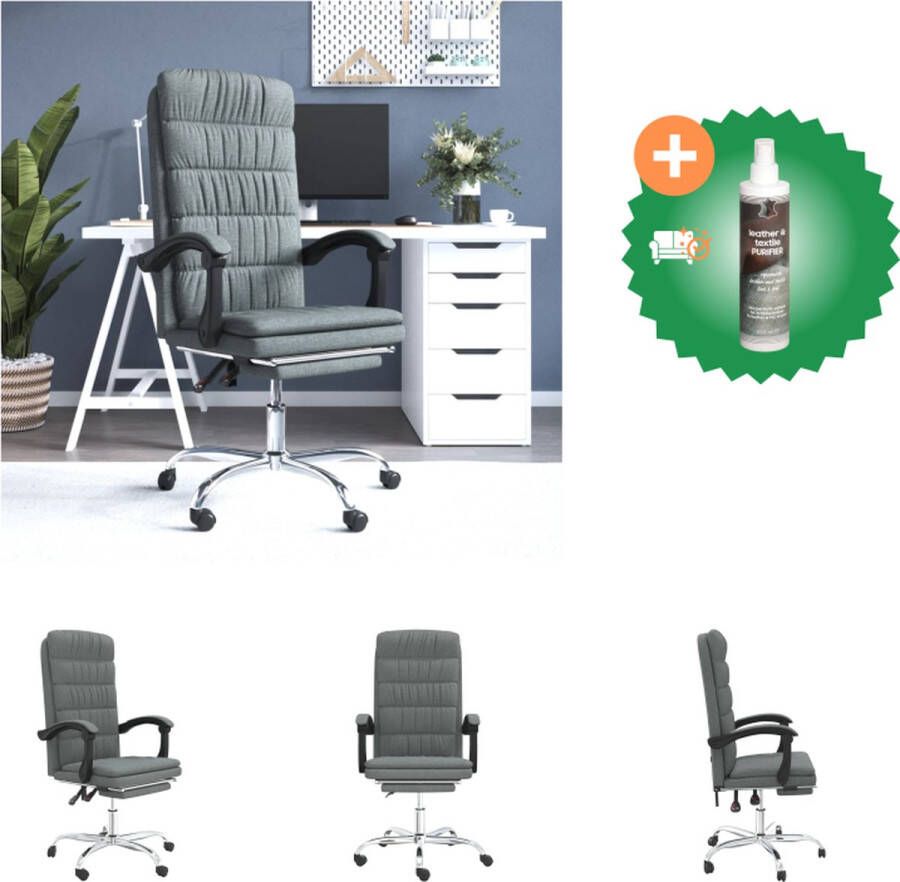 VidaXL Verstelbare Bureaustoel Donkergrijs 63x56x122.5 cm Duurzaam materiaal Bureaustoel Inclusief Reiniger