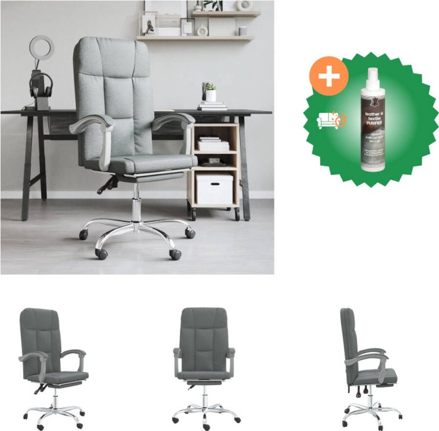 VidaXL Verstelbare Bureaustoel Donkergrijs 63x59x114.5-124cm Schuimvulling Bureaustoel Inclusief Reiniger