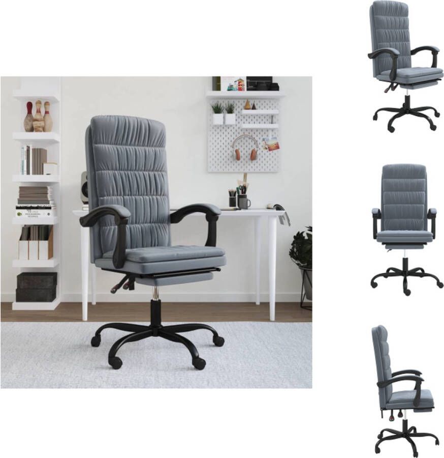 VidaXL Verstelbare Bureaustoel Fluweel Donkergrijs 63x56 cm Verstelbare rugleuning Stabiel frame Bureaustoel