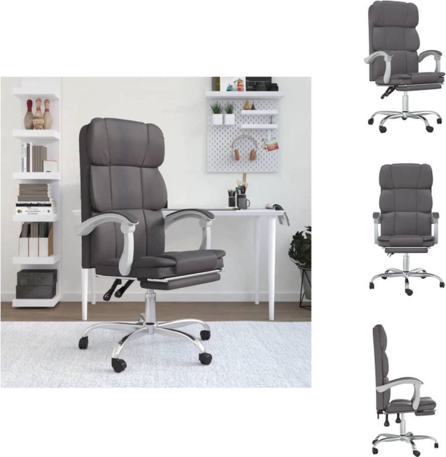 VidaXL Verstelbare Bureaustoel Grijs 63x56x(112.5-122)cm Duurzaam Kunstleer Bureaustoel